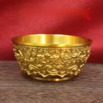 Pure Brass Lucky Money Bowl Chinese Classical Style Abundance Cylinder Geometric Rice Pot Good Luck Prosperity Decoration