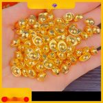Chinese Style Brass Alloy Small Fortune Bucket Golden Decoration Craft Ornament Wealth Attracting Gift Item
