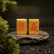 Portable Mini Brass Solid Mahjong Tiles Hand-Crushed Wealth-Bringing Craftwork Compact Size For Easy Carry Custom Metal Ornament