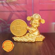 New Golden Lucky Smiling God Of Wealth Home Office Front Desk Car Decorative Ornaments Attracting Wealth Display Pieces