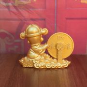 New Golden Lucky Smiling God Of Wealth Home Office Front Desk Car Decorative Ornaments Attracting Wealth Display Pieces - Image 3