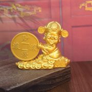 New Golden Lucky Smiling God Of Wealth Home Office Front Desk Car Decorative Ornaments Attracting Wealth Display Pieces - Image 4