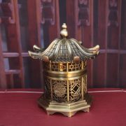 Bronze Vintage Style Office Desktop Incense burner Indoor Home Altar Offering Incense Holder Temple Pagoda Shaped Ornament - Image 2