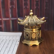 Bronze Vintage Style Office Desktop Incense burner Indoor Home Altar Offering Incense Holder Temple Pagoda Shaped Ornament - Image 3