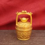 Alloy Golden Bucket Wealth Spinning Top Desktop Decoration Prosperity Money Bucket Gift Item Custom Metal Craft Ornament