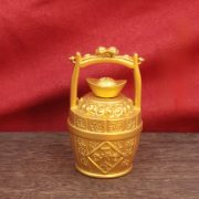 Alloy Golden Bucket Wealth Spinning Top Desktop Decoration Prosperity Money Bucket Gift Item Custom Metal Craft Ornament