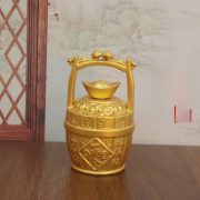 Chinese Style Golden Bar Wealth Fountain Custom Metal Craft Ornament One Bucket Of Gold Living Room Decorative Artwork