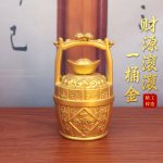 Rising Fortune Golden Bucket Decoration Living Room Office Desktop Gathering Wealth Ornament Custom Metal Craft