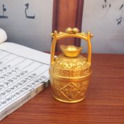 Rising Fortune Golden Bucket Decoration Living Room Office Desktop Gathering Wealth Ornament Custom Metal Craft - Image 4