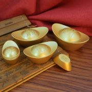 Solid Wealth Attracting Treasure Bowl Desktop Decoration Realistic Crafted Sculpture Ideal For Gifting And Home Decor - Image 2
