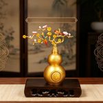 Colorful Peach Blossom Gourd rotating Good Luck Home Decoration Wealth Attracting Magpie Artistic Craft Figurine