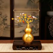 Colorful Peach Blossom Gourd rotating Good Luck Home Decoration Wealth Attracting Magpie Artistic Craft Figurine
