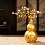 Colorful Peach Blossom Gourd rotating Good Luck Home Decoration Wealth Attracting Magpie Artistic Craft Figurine - Image 4