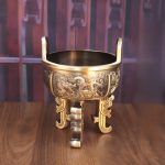 Bronze Three-legged Nine Dragons Bell Ornament Home Office Living Room Decoration Gather Rice Office Opening Celebration