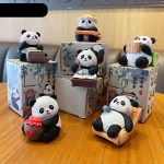 Baimao Original National Style Eight Elegant Panda Resin Figurine Cute Exquisite Desktop Decoration Car-Mounted Ornament