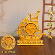 Sahjin One-Sided Windship Yacht Desktop Decorative Model Metal Craft Gift For Sailing Sand Gold Custom Ornament