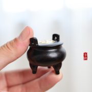 Portable Miniature Real Wood Sandalwood Incense burner Brass Craft Creative Desktop Decoration Chinese Style Retro Wooden tripod - Image 3