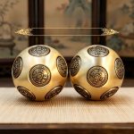 Bronze Rotatable Handle Dice Creative Cultural Plaything Ball Shape For Peace Joy Lucky Turn And Ballistic Surface
