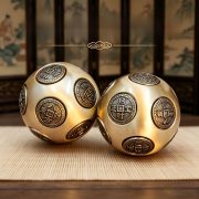 Bronze Rotatable Handle Dice Creative Cultural Plaything Ball Shape For Peace Joy Lucky Turn And Ballistic Surface - Image 2