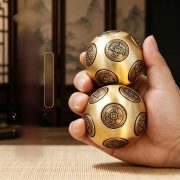 Bronze Rotatable Handle Dice Creative Cultural Plaything Ball Shape For Peace Joy Lucky Turn And Ballistic Surface - Image 3