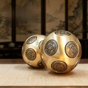 Bronze Rotatable Handle Dice Creative Cultural Plaything Ball Shape For Peace Joy Lucky Turn And Ballistic Surface - Image 4