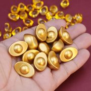 Solid Mini Golden Yuanbao Home Decor Small Treasure Bowl Filling Wealth Attracting Craft Metal Ornament For Business Use