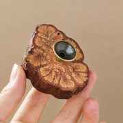 Natural Rattan Wood Crystal Base Butterfly Pattern Solid Wood Natural Color Irregular Ball Support Home Office Decoration - Image 2