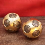 Bronze Ten-Sided Round Handle Stress Relief Magic Cube Ornament Fitness Handball Rotating Custom Metal Craft Decorative Piece