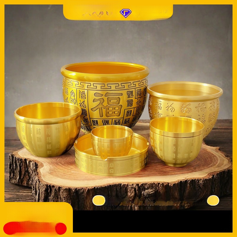 LA-925980615786_img0 Bronze Bafu Basin Desktop Decoration Rice Attracting Wealth Basin Small Copperware Treasure Collecting Basin Ashtray Five Tigers Fortune Attraction - Image 1