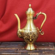 Bronze Dragon And Phoenix Blessing Wine Pot Home Office Wedding Supplies Buddha Hall Temple Offering Goods