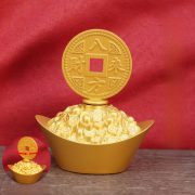 Eight Sides Wealth Yuanbao Rotatable Metal Home Decorations Business Opening Gifts Customizable Lucky Coin Ornaments