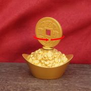 Eight Sides Wealth Yuanbao Rotatable Metal Home Decorations Business Opening Gifts Customizable Lucky Coin Ornaments - Image 3