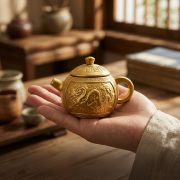 Alloy Relief Dragon Pattern Tea Pot Chinese Style Vintage Stress Relief Handheld Desktop Ornament Creative Souvenir