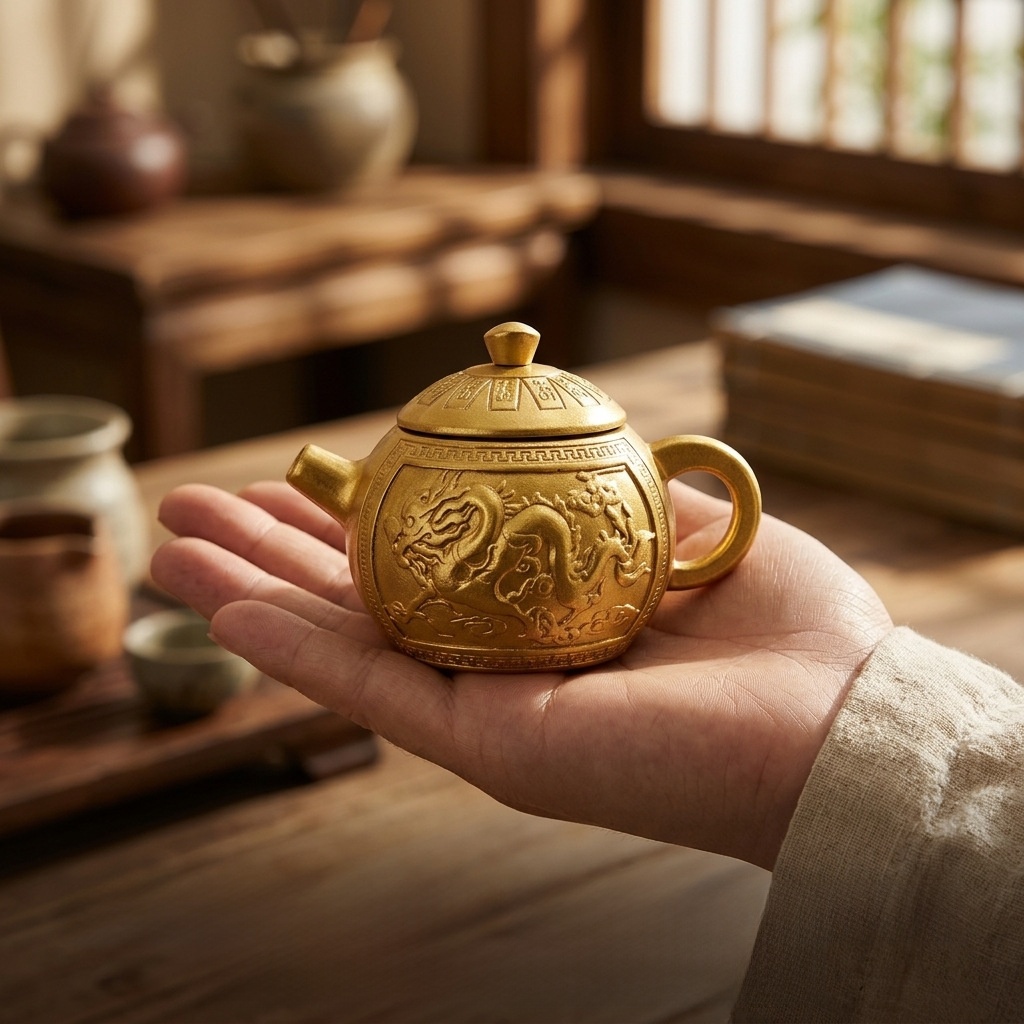 LA-936973046206_img0 Alloy Relief Dragon Pattern Tea Pot Chinese Style Vintage Stress Relief Handheld Desktop Ornament Creative Souvenir - Image 1