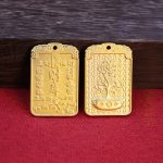 Gold Sand Color Treasure Box Pendant Necklace Three-dimensional Relief Lucky Charm Personal Carry Home Decoration Gifts