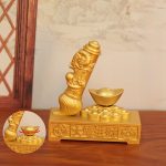 Shagold Large Wealth Brush Metal Craft Ornament Relief Dragon Pattern Business Opening Gift Lucky Money Attracting Decorative Item