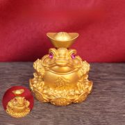 Lucky Three-legged Toad Figurine Gold Frog Home Decor Business Grand Opening Moving Gift Desktop Decoration Metal Craft Ornament