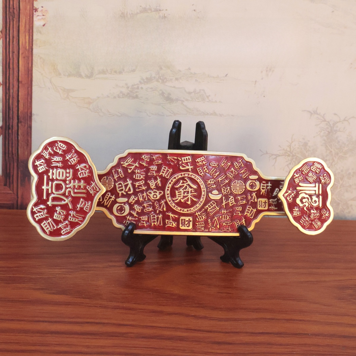 LA-944457363148_img0 Bronze Eight Direction Wealth Attraction Sculpture Relief Decorative Office Desk Accessories Lucky Charm Prosperity Ornaments - Image 1