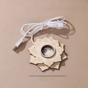 Luminous Solid Wood Base Crystal Ball With LED Night Light USB Round Base Mineral Sample Decorative Ornaments - Image 2