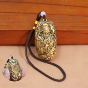 Bronze Finish General Guan Handheld Pendant Ornament Vintage Worn Wealth Attracting Lucky Charm Collectible Crafts