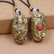 Bronze Finish General Guan Handheld Pendant Ornament Vintage Worn Wealth Attracting Lucky Charm Collectible Crafts - Image 3