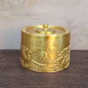 Bronze Dragon And Phoenix Tea Canister Office Tea Room Desktop Crafts With Lid Anti-Dust Ornament Custom Metal Craft