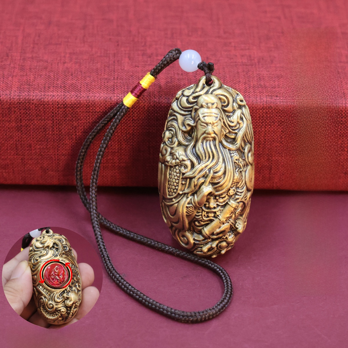 LA-949103093994_img0 Bronze Guan Yu Handheld Figurine Mens Personal Plaything Bronze Artwork Gua Chi Handheld Ornament Custom Decorative Item - Image 1