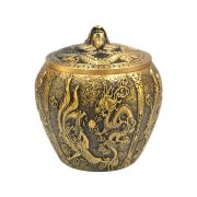 Bronze Nine Dragons Tea Canister With Lid Spout Storage Jar Tea Container For Office And Home Sculpture Artwork - Image 5