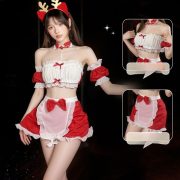 Sweet Heart Maid Sexy Lingerie Set Small Chest Women Pure Desire Christmas Outfit Cute Servant Secretary Uniform New Year Robe