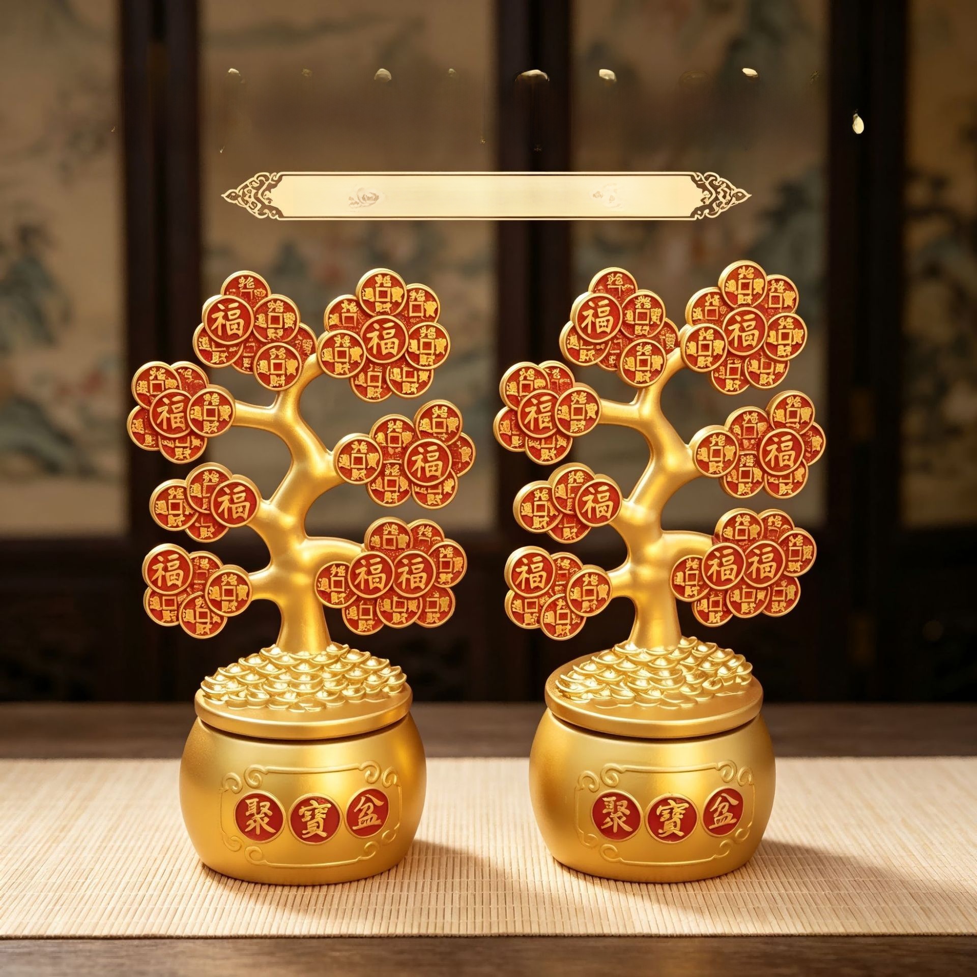 LA-960057019915_img0 Lucky Money Tree Rotating Wealth Attracting Decoration Prosperity Tree Gourd Alloy Ornament Stress Relief Small Figurine - Image 1