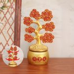 Red Fortune Tree Metal Craft Decoration Rotating Money Tree Home Office Desk Decorative Item Prosperity Symbol