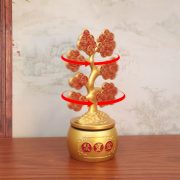 Red Fortune Tree Metal Craft Decoration Rotating Money Tree Home Office Desk Decorative Item Prosperity Symbol - Image 2