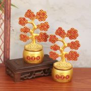Red Fortune Tree Metal Craft Decoration Rotating Money Tree Home Office Desk Decorative Item Prosperity Symbol - Image 3