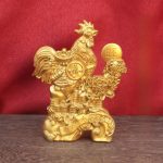 Golden Rooster Wealth Attraction Ornament Home Study Desk Decor Lucky Charm Prosperity Fortune Coin Ideal for Zodiac Signs